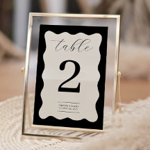 Numéro de table moderne Wavy Black and Cream