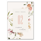 Numéro De Table Moelleux Pastel Blush Meadow Aquarelle Mariage Flo (Dos)