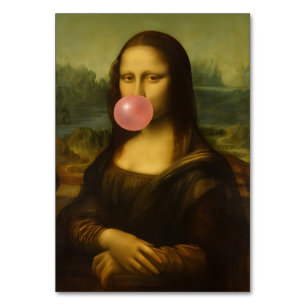 Numéro De Table Mona Lisa soufflant de bulle rose