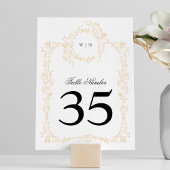 Numéro De Table Monogram Blush Crest traditionnel Mariage élégant