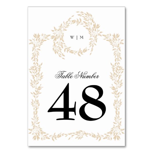 Numéro De Table Monogram Blush Crest traditionnel Mariage élégant (Dos)