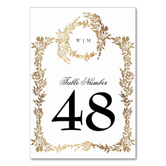 Numéro De Table Monogram Crest classique Mariage élégant (Dos)