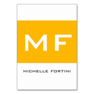 Numéro De Table Monogramme Attrayant Jaune Blanc Votre Nom