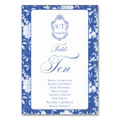 Numéro De Table Monogramme Bleu Floral Script TEN 8 Noms (Par défaut)