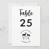 Numéro de table Monogramme Cerf Mariage rustique à (Dos)
