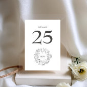 Numéro De Table Monogramme classique Mariage de couronne florale