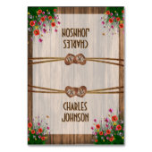 Numéro De Table Monogramme Coeurs en bois avec Fleur sauvage - Car (Par défaut)