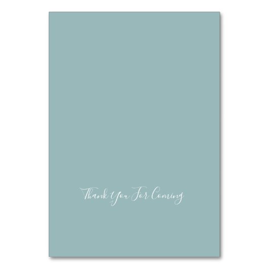 Numéro De Table Monogramme Crest Gold Dusty bleu Mariage (Dos)