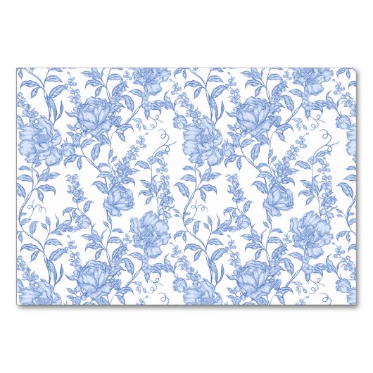 Numéro De Table Monogramme de blason Delft Bleu Floral Script (Dos)