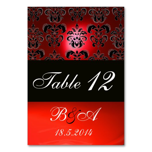 NUMÉRO DE TABLE MONOGRAMME DE DOMMASQUES BLANC ROUGE CLAIR (Par défaut)