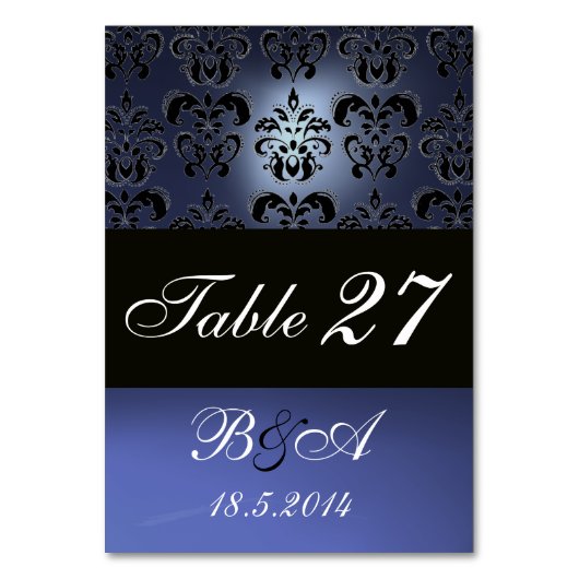 NUMÉRO DE TABLE MONOGRAMME DE DOMMASQUES BLEU BLEU CLAIR (Dos)