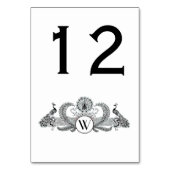 Numéro De Table Monogramme de paons vintage (Dos)