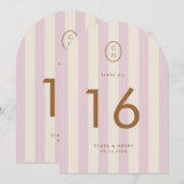 Numéro de table monogramme découpé en rose saumon (Devant / Derrière)