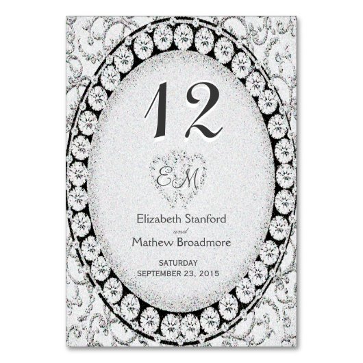 Numéro De Table Monogramme d'élégance en argent (Dos)