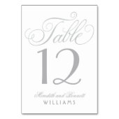 Numéro De Table Monogramme élégant en calligraphie argentée (Dos)