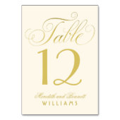 Numéro De Table Monogramme élégant en calligraphie dorée (Dos)