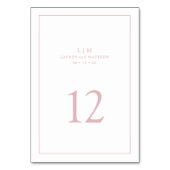 Numéro De Table Monogramme Élégant Rose Clair Simple pour Mariage (Dos)