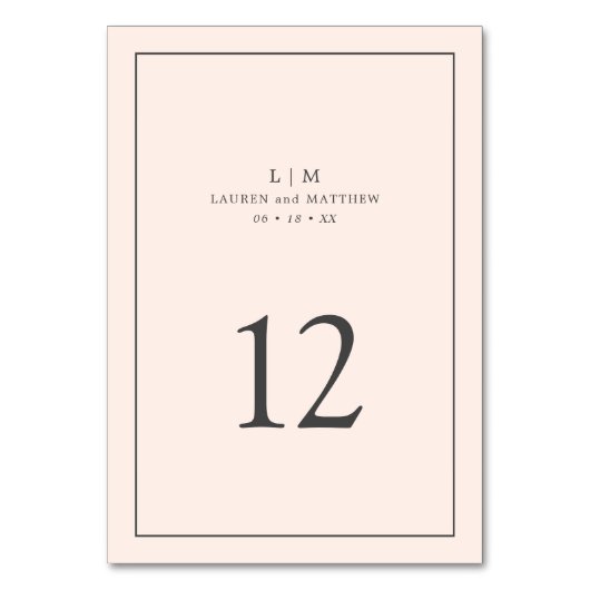 Numéro De Table Monogramme Élégant Rose Simple pour Mariage (Par défaut)
