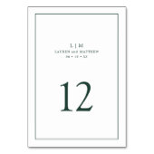 Numéro De Table Monogramme élégant vert forêt Mariage simple (Dos)