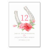Numéro De Table Monogramme fer à cheval et roses rouges roses (Par défaut)