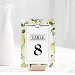 Numéro De Table Monogramme floral citron Mariage blanc<br><div class="desc">Ce Monogramme Floral citron Mariage blanc de table design est un choix brillant pour créer une esthétique élégante et belle pour votre mariage ou toute autre occasion spéciale. Blanc classique avec typographie noire sophistiquée et calligraphie chic donne un ton de style moderne mais traditionnel. Les bordures et les arrière -...</div>