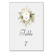 Numéro De Table Monogramme Floral Noël Simplement Élégant (Par défaut)