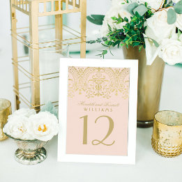 Numéro De Table Monogramme Glamour Vintage Or Rose Élégant