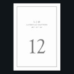 Numéro De Table Monogramme gris foncé simple Mariage élégant<br><div class="desc">Numéro de table mariage simple avec un design élégant et intemporel avec votre monogramme de deux lettres, noms, date et numéro de table entouré d'une mince bordure. Tous les éléments de conception sont gris moyen sur un arrière - plan blanc et peuvent être changés en n'importe quelle couleur que vous...</div>