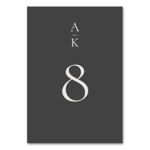 Numéro De Table Monogramme gris simple et moderne Mélange Mariage