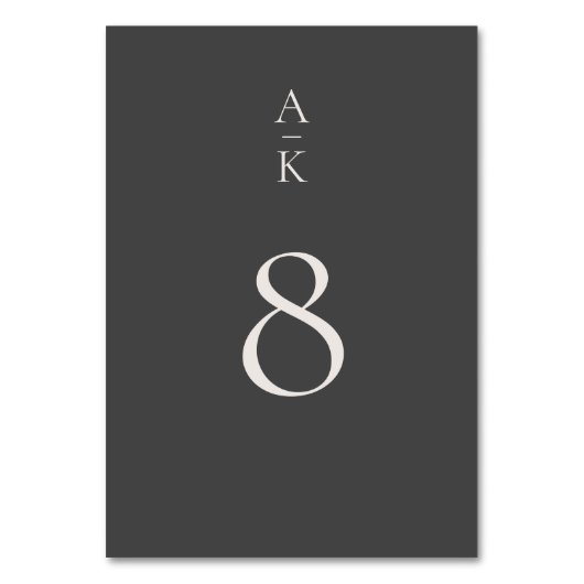 Numéro De Table Monogramme gris simple et moderne Mélange Mariage (Par défaut)