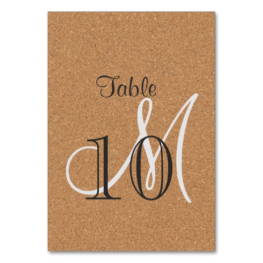 Numéro De Table Monogramme Mariage de liège à vin rustique Numéro  (Par défaut)