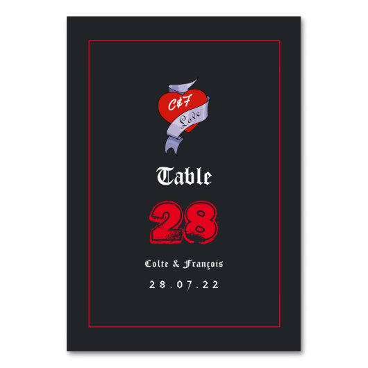 Numéro De Table Monogramme Mariage de roches et de rouleaux (Par défaut)