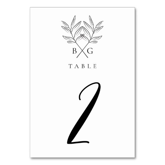 Numéro De Table Monogramme minimaliste botanique rustique Mariage (Par défaut)