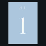 Numéro De Table Monogramme moderne Dusty Mariage bleu<br><div class="desc">Cette carte de table simple mais élégante présente un design monogramme moderne qui correspond à la plupart des thèmes mariages. Ajoutez votre texte personnalisé à l'aide du formulaire modèle. Utilisez les menus de modification avancée,  en sélectionnant l'outil de conception,  pour modifier les couleurs,  la police et la disposition.</div>