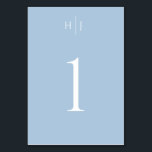 Numéro De Table Monogramme moderne Dusty Mariage bleu<br><div class="desc">Cette carte de table simple mais élégante présente un design monogramme moderne qui correspond à la plupart des thèmes mariages. Ajoutez votre texte personnalisé à l'aide du formulaire modèle. Utilisez les menus de modification avancée,  en sélectionnant l'outil de conception,  pour modifier les couleurs,  la police et la disposition.</div>