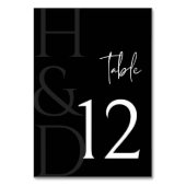 Numéro De Table Monogramme Moderne Noir et Blanc Mariage Minimalis (Par défaut)