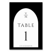 Numéro De Table Monogramme noir élégant Mariage de nom initial (Dos)