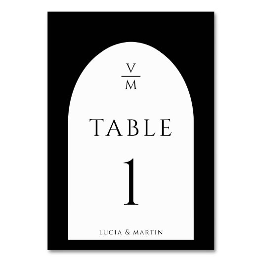 Numéro De Table Monogramme noir élégant Mariage de nom initial (Par défaut)
