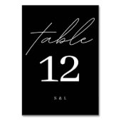 Numéro De Table Monogramme noir et blanc minimaliste Mariage moder (Dos)