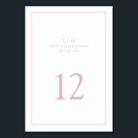 Numéro De Table Monogramme rose clair simple Mariage élégant<br><div class="desc">Numéro de table mariage simple avec un design élégant et intemporel avec votre monogramme de deux lettres, noms, date et numéro de table entouré d'une mince bordure. Tous les éléments de conception sont rose rose poussiéreux sur un arrière - plan blanc et peuvent être changés en n'importe quelle couleur que...</div>