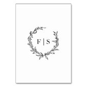 Numéro De Table Monogramme traditionnel de couronne noire et blanc (Dos)