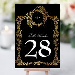 Numéro De Table Monogramme traditionnel Noir Crest Mariage classiq<br><div class="desc">monyx tuxedo noir traditionnel Monogram Crest Classic Elégant Wedding ________________________________________________________________________________________________________________________________________________________________________************************ Cette conception fait partie d'une collection de la collection de monographie****. Cette collection présente des modèles monogrammés personnalisés avec une couronne et un cadre tissés de manière complexe, qui incarnent l'essence d'un mariage classique et mémorable. Profitez de la célébration de...</div>