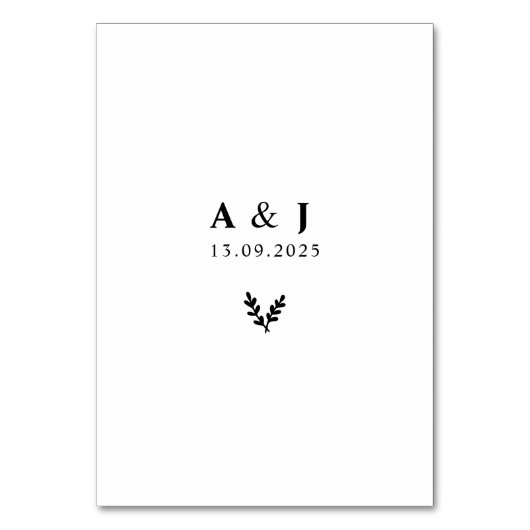 Numéro De Table Monogrammes floraux minimaux élégants (Par défaut)
