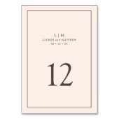 Numéro De Table Monographie rose pâle simple Mariage élégant (Dos)