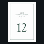 Numéro De Table Monographie verte de forêt simple Mariage élégant<br><div class="desc">Numéro de table simple Mariage avec un design moderne mais élégant avec votre monogramme de deux lettres et numéro de table entouré d'une fine bordure. Tous les éléments de conception sont vert forêt sur un arrière - plan blanc et peuvent être changés en n'importe quelle couleur que vous souhaitez dans...</div>