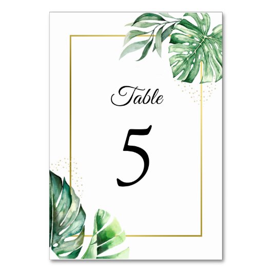 Numéro De Table Monstère tropicale Botaniques & Or | MARIAGE (Par défaut)