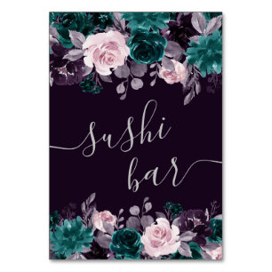 Numéro De Table Moody Boho   Aiguille noire violette et sushi Turq