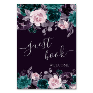 Numéro De Table Moody Boho Dark Eggplant Plum Purple Guestbook