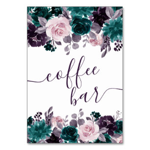 Numéro De Table Moody Boho Eggplant Purple et Turquoise Café Bar