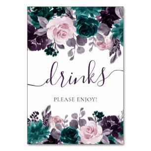 Numéro De Table Moody Boho Eggplant Purple et Turquoise Rose Fav